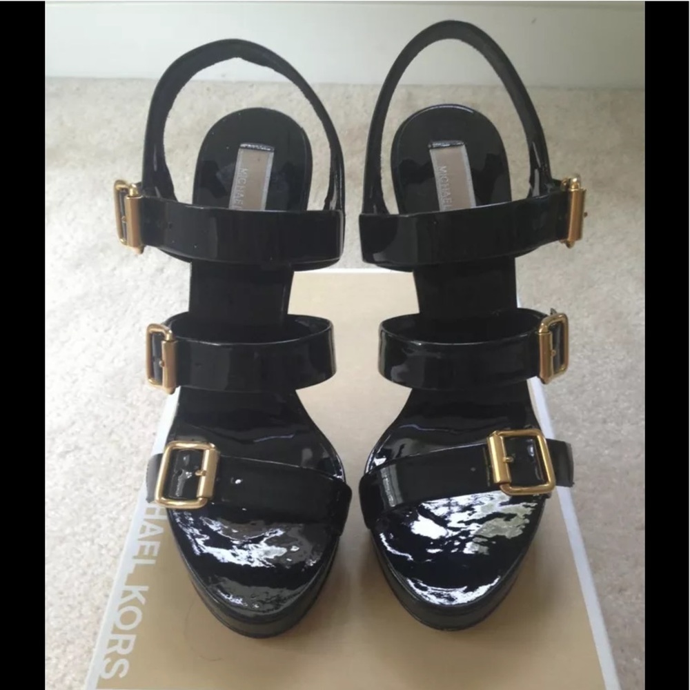 Michael Kors Dauphin Patent Black Lacquer Shoes